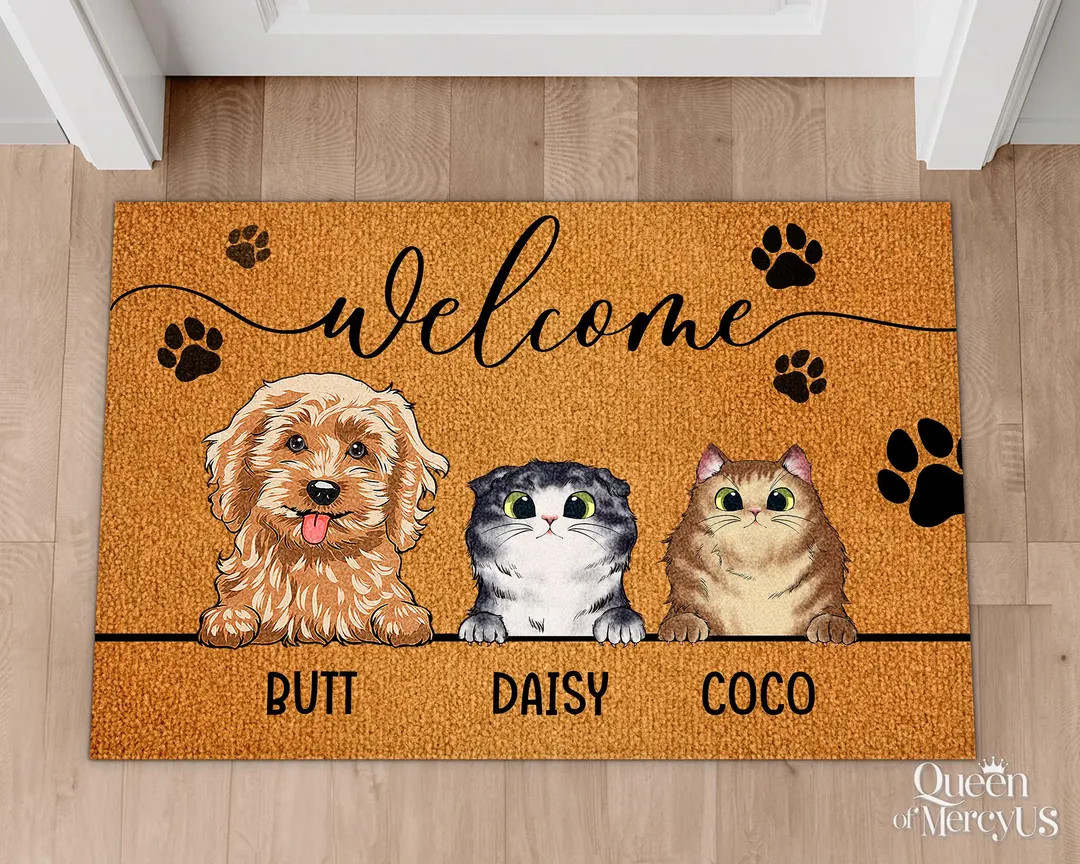 Custom Pet Doormat, Personalized Dog Cat Welcome Mat, Gift for Pet Owners, Cat Dog Doormat, Pet L... | Etsy (US)