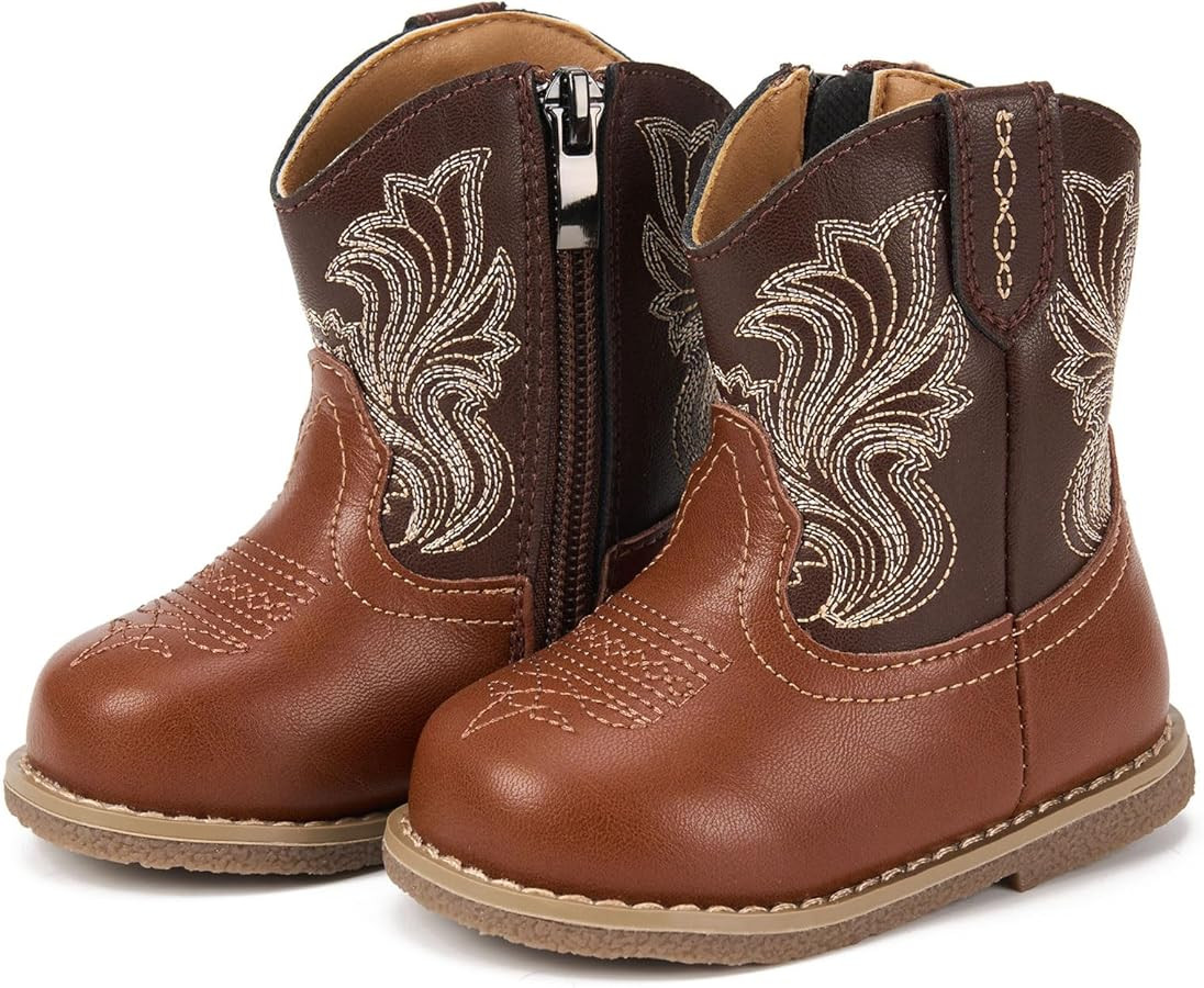 Newsonet Baby Cowboy Cowgirl Boots Infant Western Boots Toddler Boys Girls Round Toe Riding Mid C... | Amazon (US)