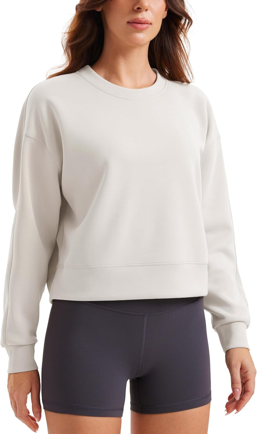 CRZ YOGA SoftAura Crewneck Sweatshirts | Peach-Fuzz Texture, Casual, Relaxed Fit, Pullover, Sweat Shirts for Women | Amazon (US)