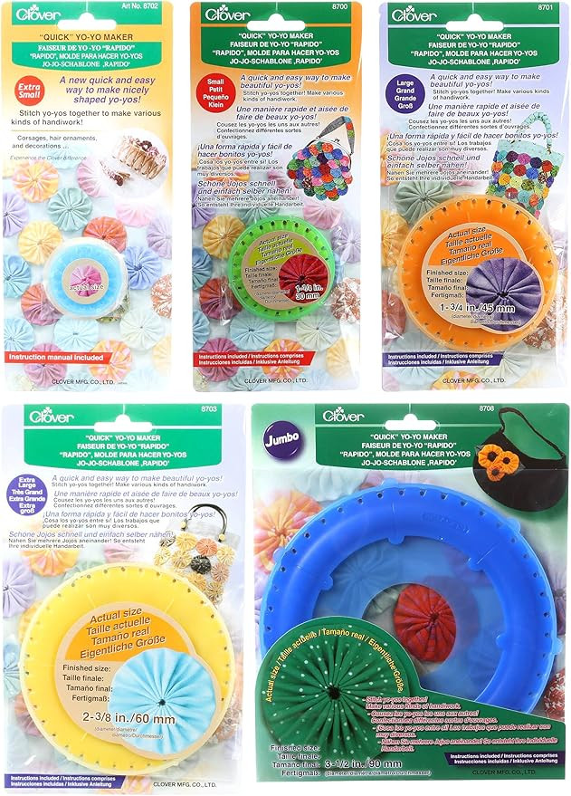 Bundle of Five (5) Quick Yo-Yo Makers: Extra Small (makes 3/4" yo-yos), Small (makes 1.25" yo-yos... | Amazon (US)