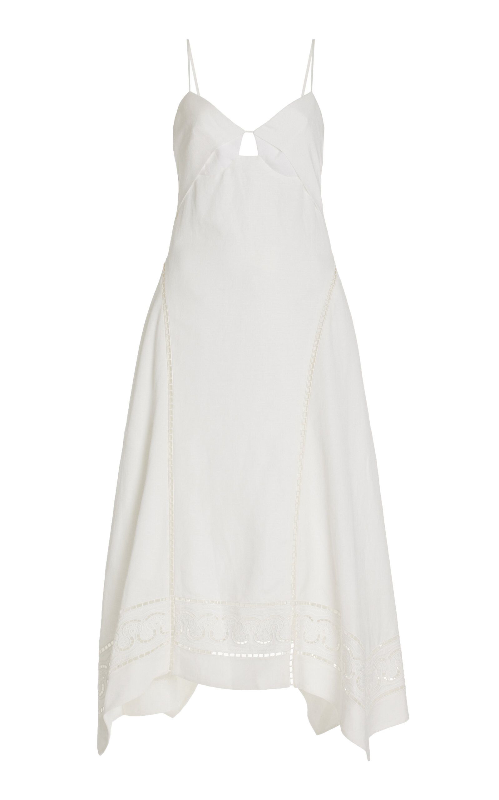 Valeria Embroidered Linen-Blend Midi Dress | Moda Operandi (Global)