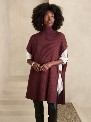 Mock-Neck Knit Poncho | Banana Republic Factory