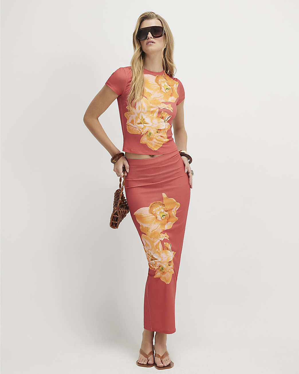 Orange Floral Maxi Skirt | River Island UK & IE
