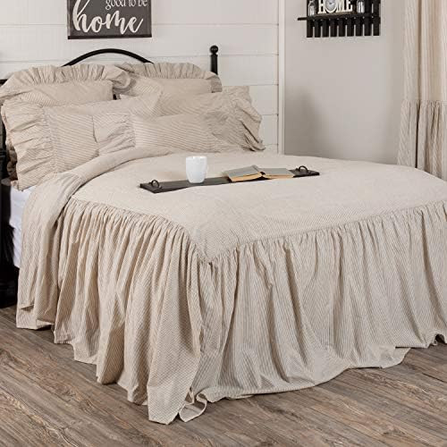 Sara's Ticking Skirted Queen Bedspread w/ 27" Ruffled Skirt, Cream & Black Mini Stripe, Vintage F... | Amazon (CA)