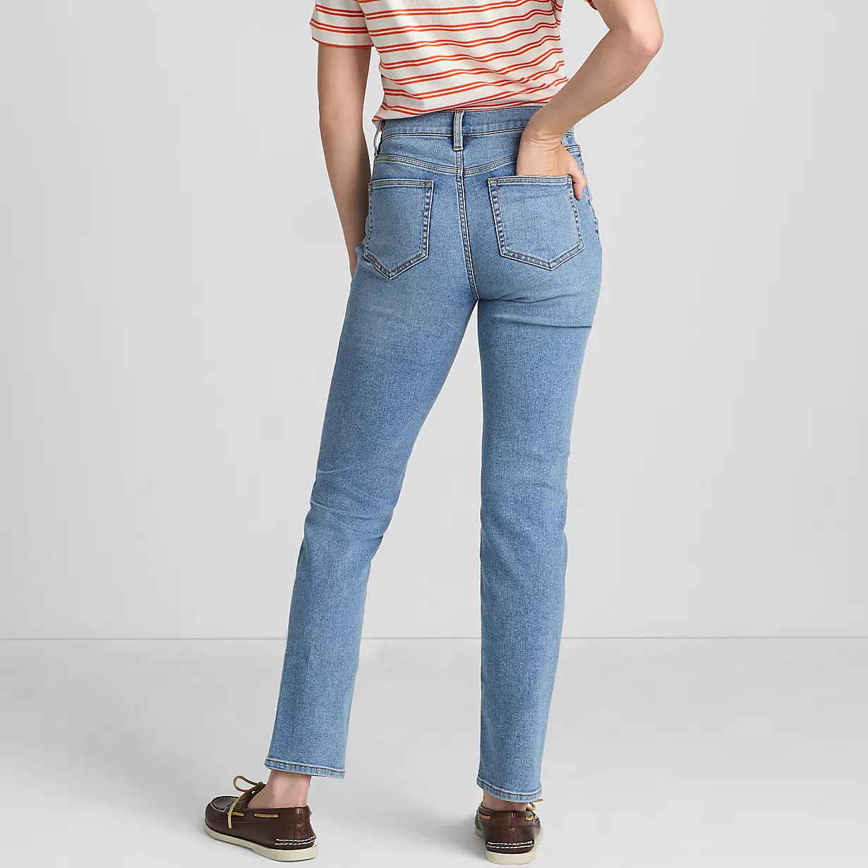 Women's Recover High Rise Straight Leg Blue Jeans | Lands' End (US)