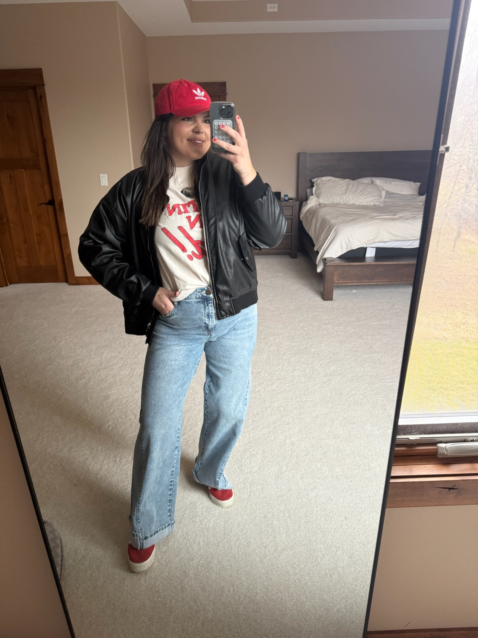 Layer up this winter with a graphic tee, classic denim, and a cozy bomber jacket. Add a pop of red with statement shoes and a matching hat for a bold, casual look.

graphic tee winter outfit bomber jacket red accessories statement shoes casual winter style denim outfit ideas

#LTKStyleTip #LTKSeasonal #LTKMidsize