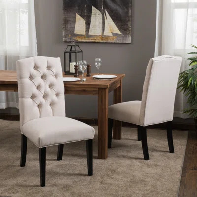 Oralia Tufted Linen Upholstered Side Chair Laurel Foundry Modern FarmhouseÂ® Upholstery Color: Natur | Wayfair North America