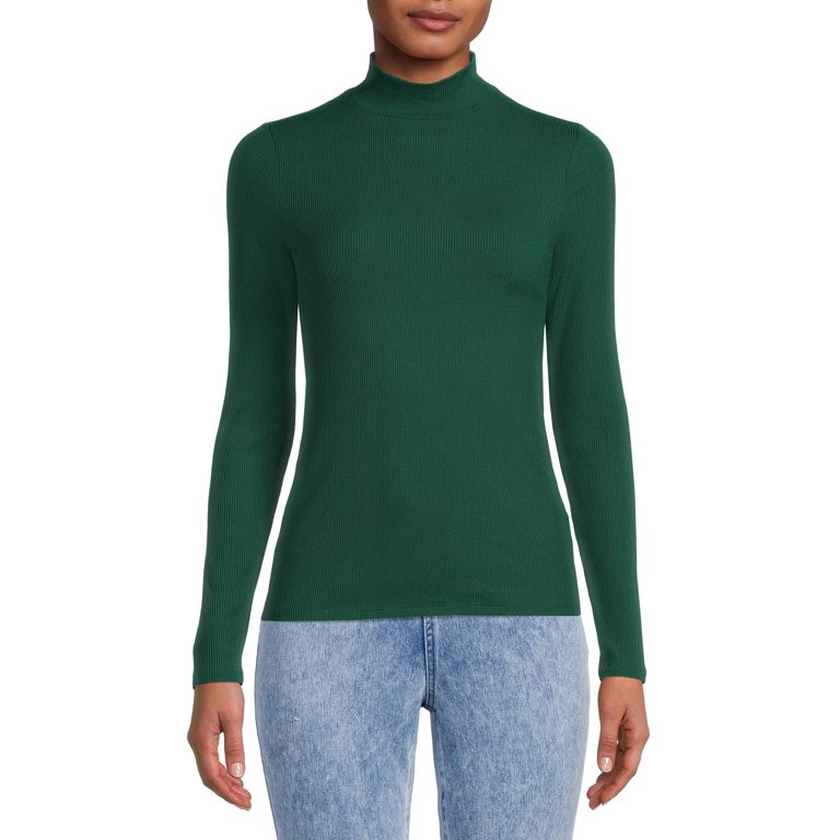 No Boundaries Juniors' Mock Neck Top with Long Sleeves | Walmart (US)
