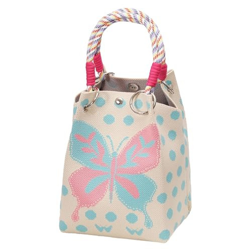 Anopo Knit Bucket Bag Small Tote Purse for Women with Magnetic Closure Detachable Handle Beige Butterfly | Amazon (US)