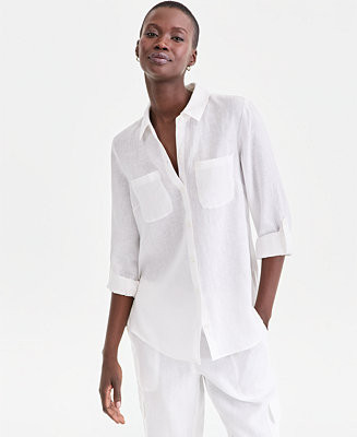 Charter Club Women's 100% Linen Shirt, Created for Macy's - Macy's | Macy's