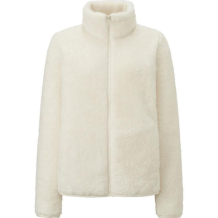 UNIQLO Women's Fluffy Yarn Fleece Full Zip Jacket, Off White, XS | UNIQLO (US)