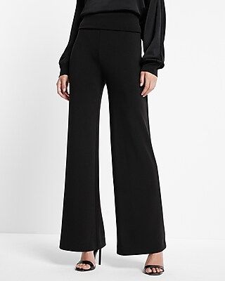 Super High Waisted Silky Sueded Scuba Wide Leg Pants | Express