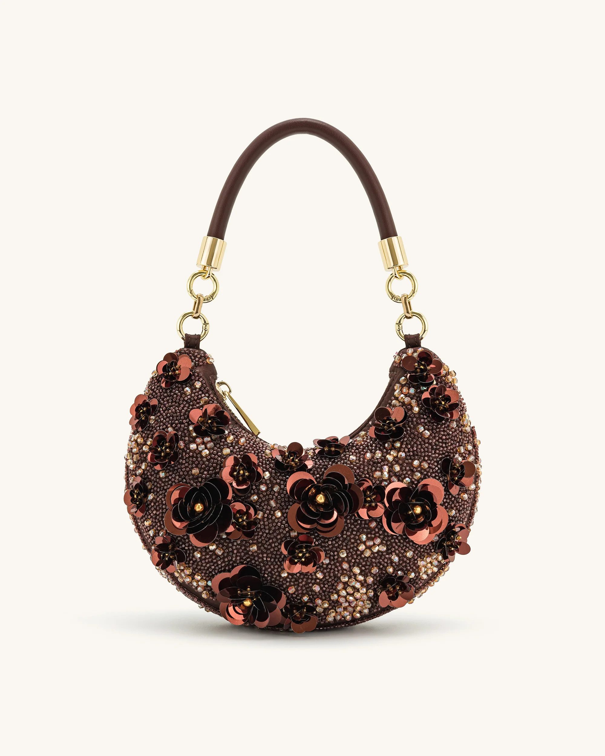 Livia Beaded Floral Hobo Bag - Brown | JW PEI US