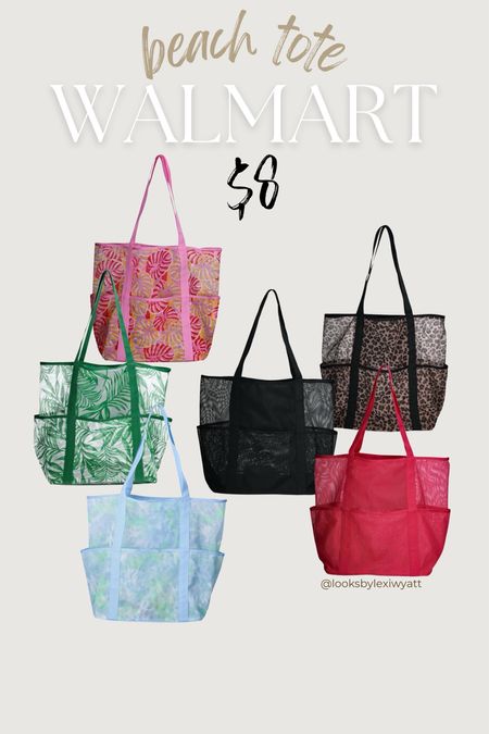 The cutest big mesh beach tote for $8 from Walmart 