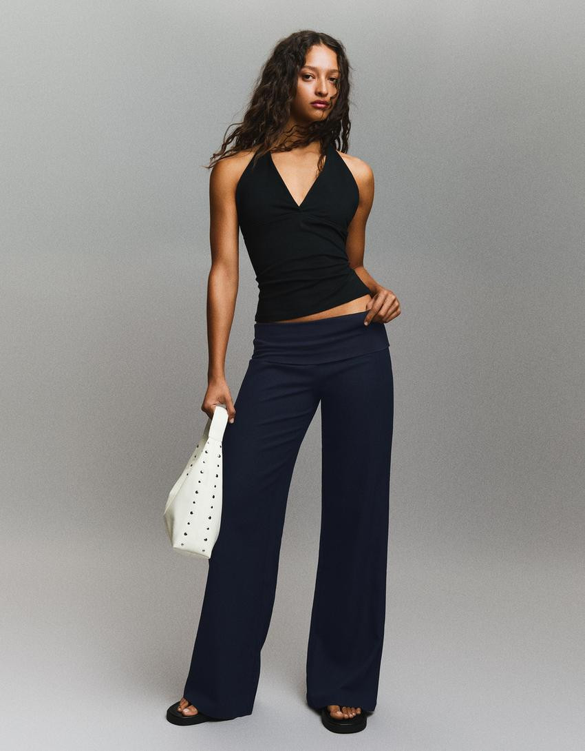 Turn-up waist trousers - Women | Bershka UK