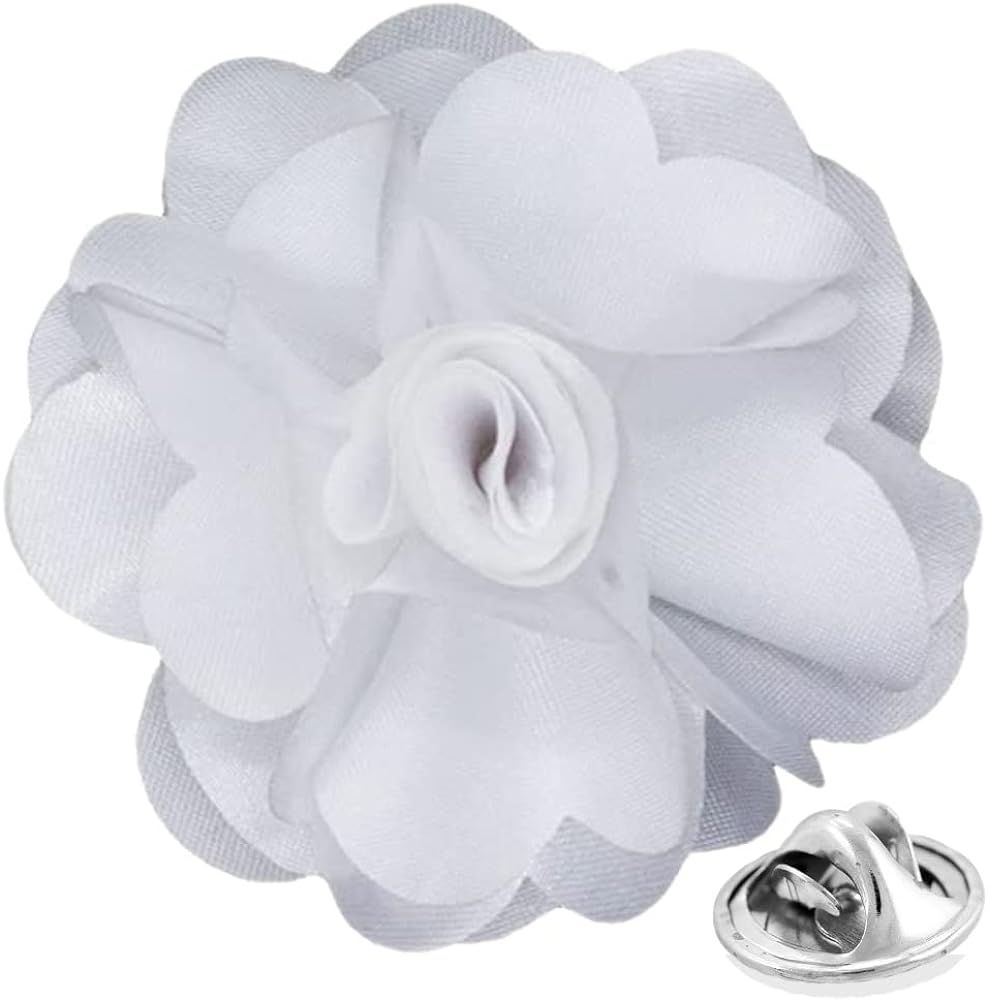 Premium Men's Formal Solid Color Flower Lapel Pin - Boutonniere for Men, Brooch Pin | Amazon (US)