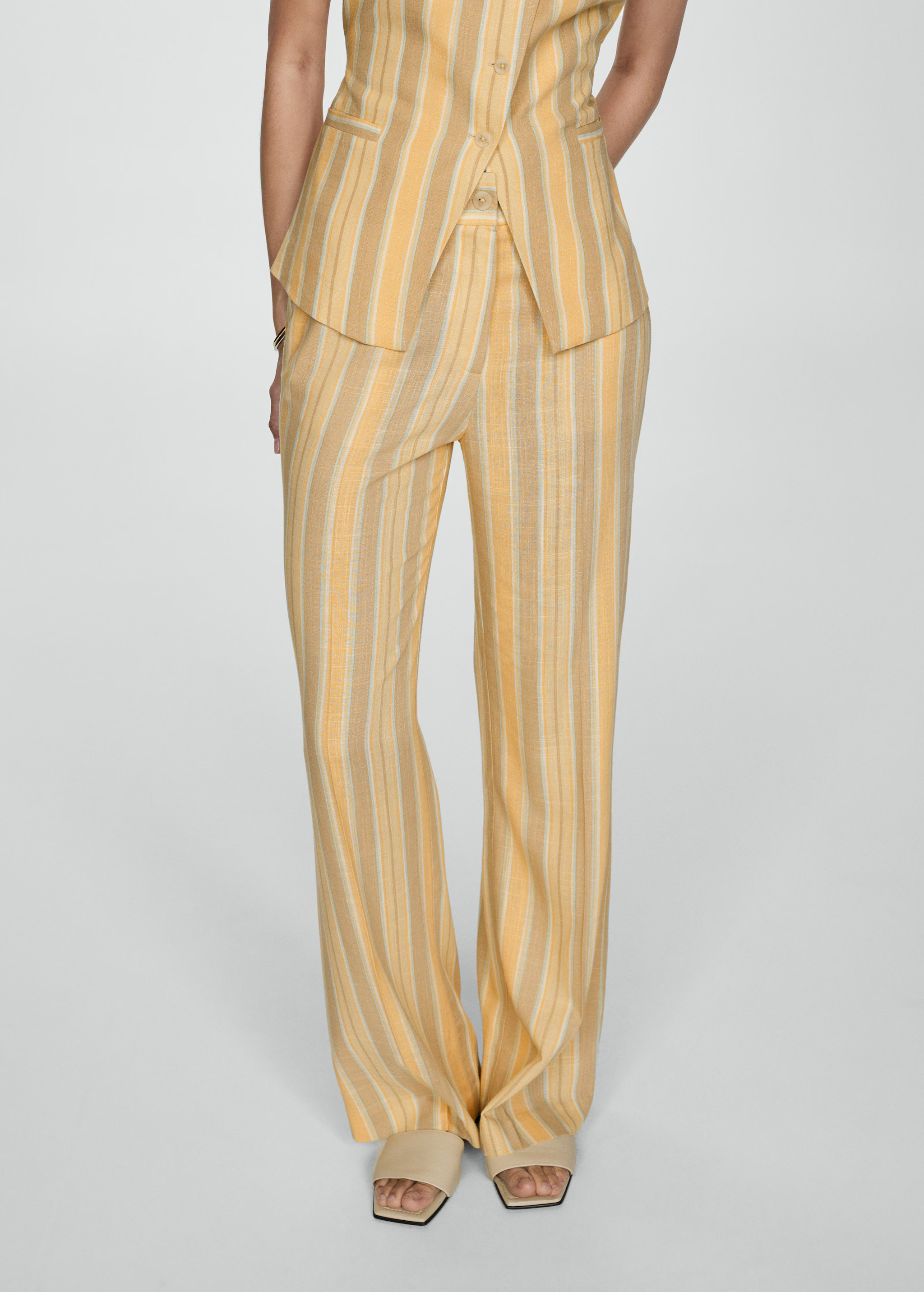Straight striped trousers - Woman | MANGO United Kingdom | MANGO (UK)