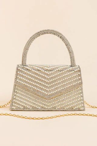 Ameena Pearl Embellished Top Handle Satchel - francesca's | Francesca's