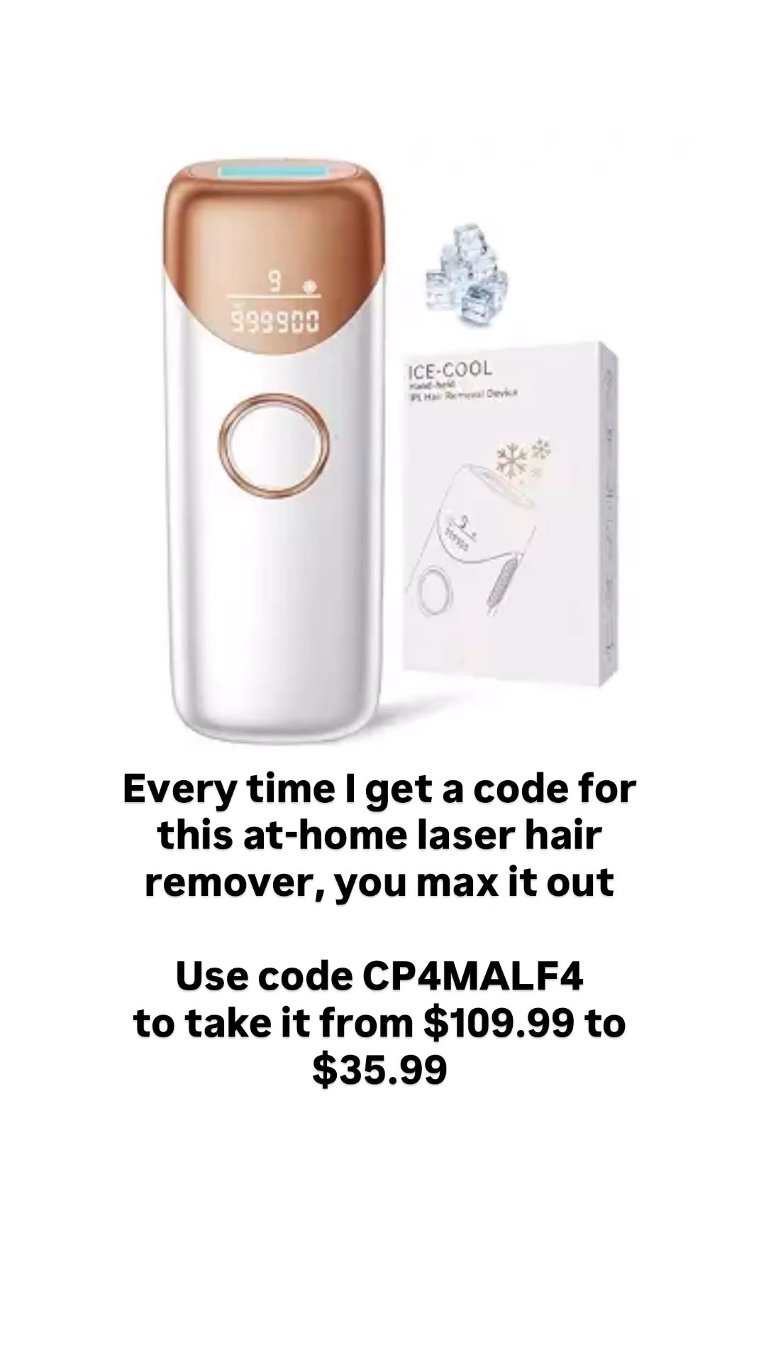 Every time I get a code for this at-home laser hair remover, you max it out

Use code CP4MALF4
to take it from $109.99 to $35.99

#LTKSaleAlert #LTKBeauty