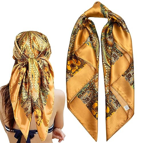 Gifts for Women Head Scarf for Women Hair Bandanas Silk Feeling Neckerchief Scarf for Girls Aesthetic Accessory (KQY-BR, 35 * 35) | Amazon (US)