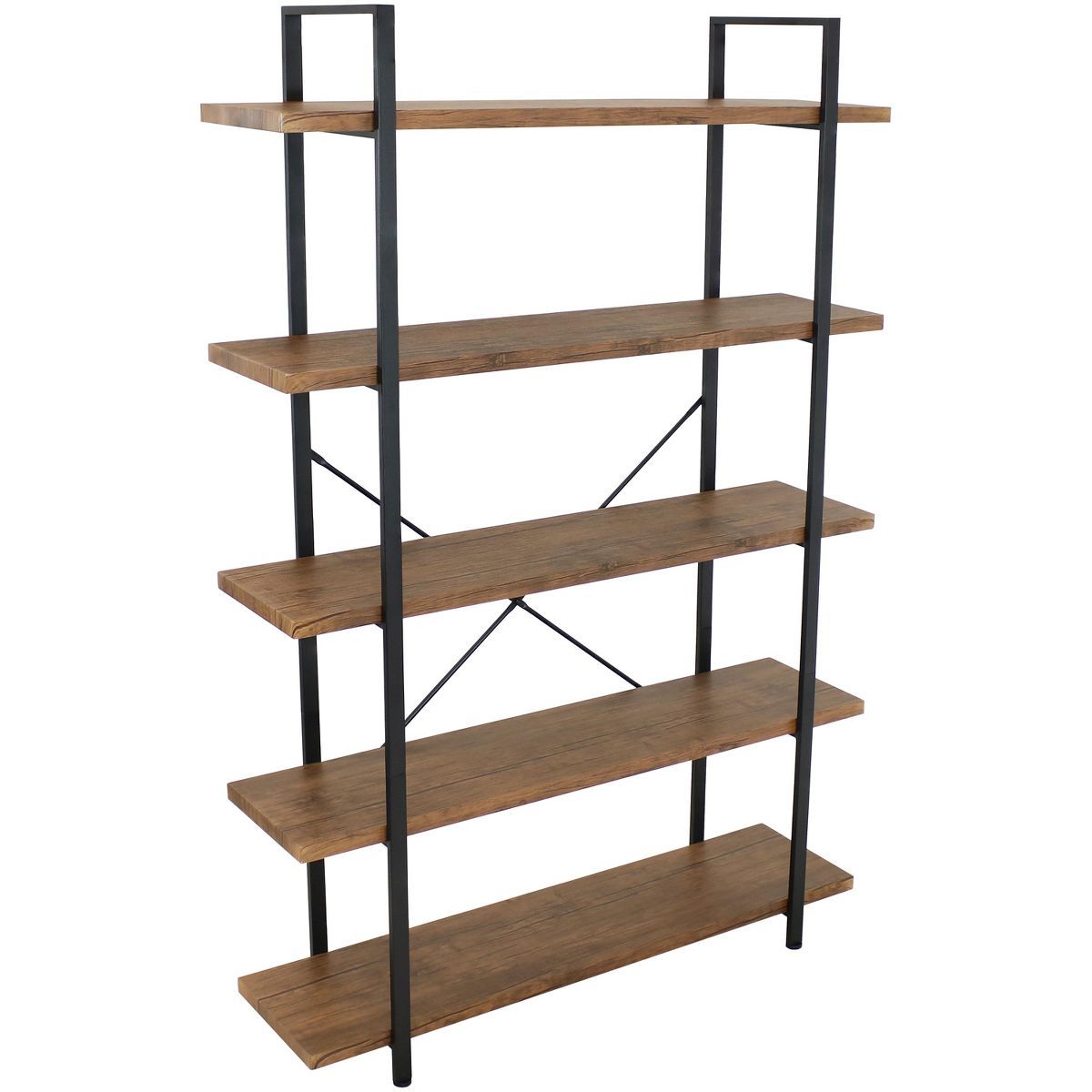 Sunnydaze 5 Shelf Industrial Style Freestanding Etagere Bookshelf with Wood Veneer Shelves | Target