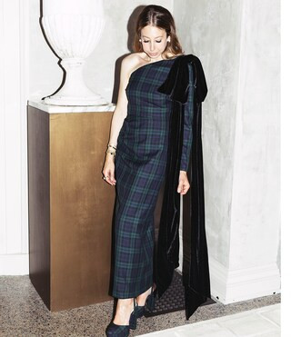 x Born on Fifth Jennings One Shoulder Plaid Bow Detail Maxi Dress | Dillard's