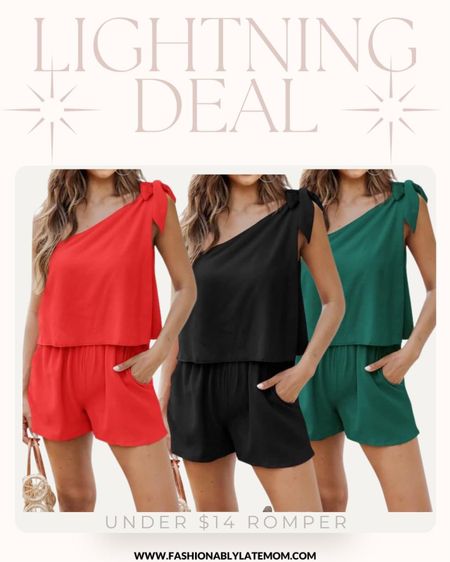 This on shoulder rompers make them so cute! 
Fashionablylatemom
11 different colors 
Woman Summer Boho One Piece Plain One Shoulder Short Rompers / Bow Tie Shoulder / Two Side Pockets / One Shoulder Sleeveless / Casual Cute Flowy Trendy Style / Lightweight Soft Chiffon Fabric / Loose Fit / Invisible Elastic High Waist / Short Pants / Dressy Jumpsuit With Lining

#LTKstyletip #LTKsalealert