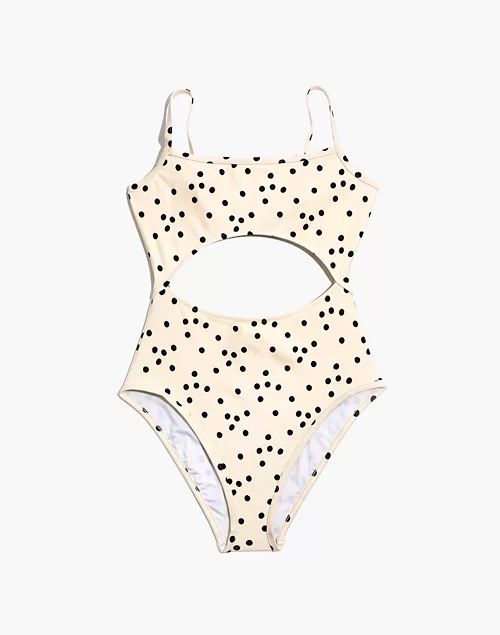 Madewell Second Wave Cutout One-Piece Swimsuit in Dot Toss | Madewell