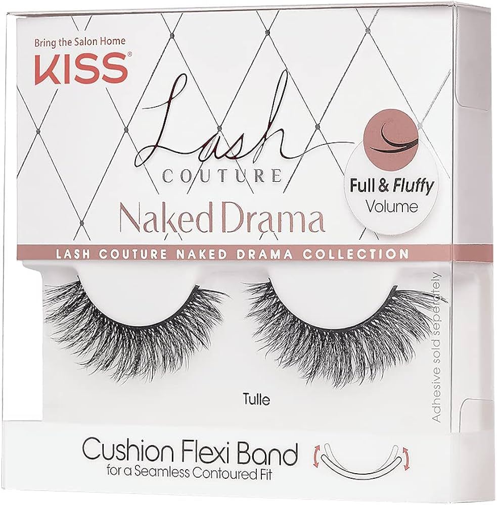KISS Lash Couture Naked Drama Collection False Eyelashes with Cushion Flexi Band, Full & Fluffy V... | Amazon (US)