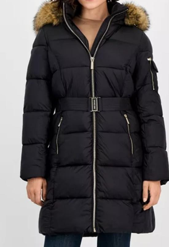 Women's Faux-Fur-Trim Hooded Puffer Coat | Macy's