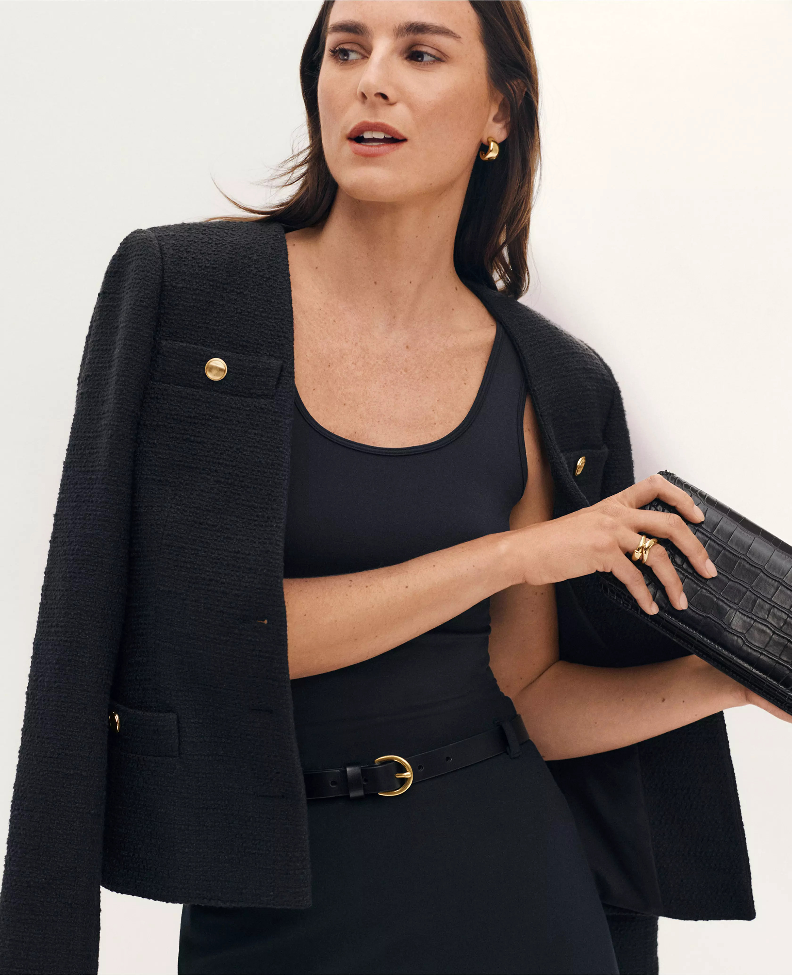 Tweed Fitted V-Neck Jacket | Ann Taylor (US)