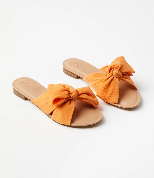 Pleated Bow Slide Sandals | LOFT | LOFT