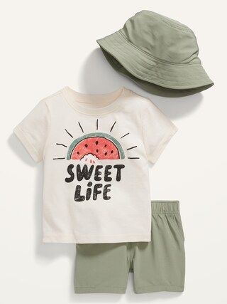 3-Piece Tee, Shorts and Bucket Hat Set for Baby | Old Navy (US)
