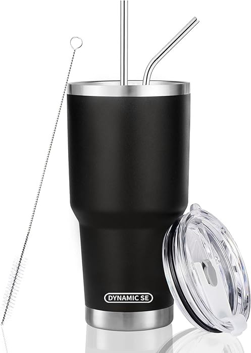 D·S 30 oz Black Tumbler Stainless Steel Double Wall Vacuum Insulated Mug with Straw and Lid, Cle... | Amazon (US)