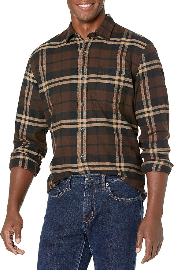 Amazon Essentials Men's Long-Sleeve Flannel Shirt - Discontinued Colors | Amazon (US)