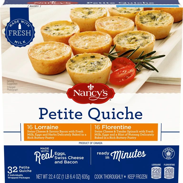 Nancy's Lorraine & Florentine Petite Quiche Frozen Snacks Variety Pack, 32 ct Box | Walmart (US)