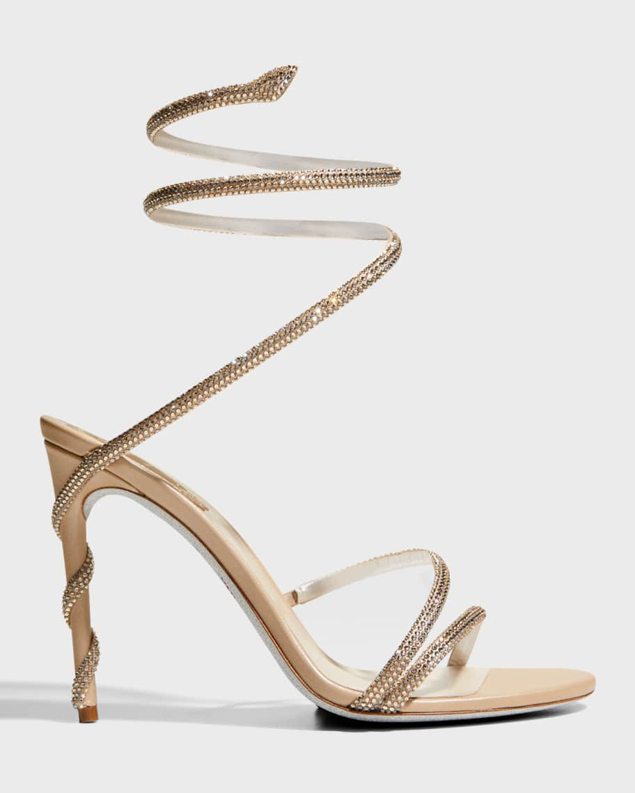 Rene Caovilla Snake-Wrap Strass Stiletto Sandals | Neiman Marcus