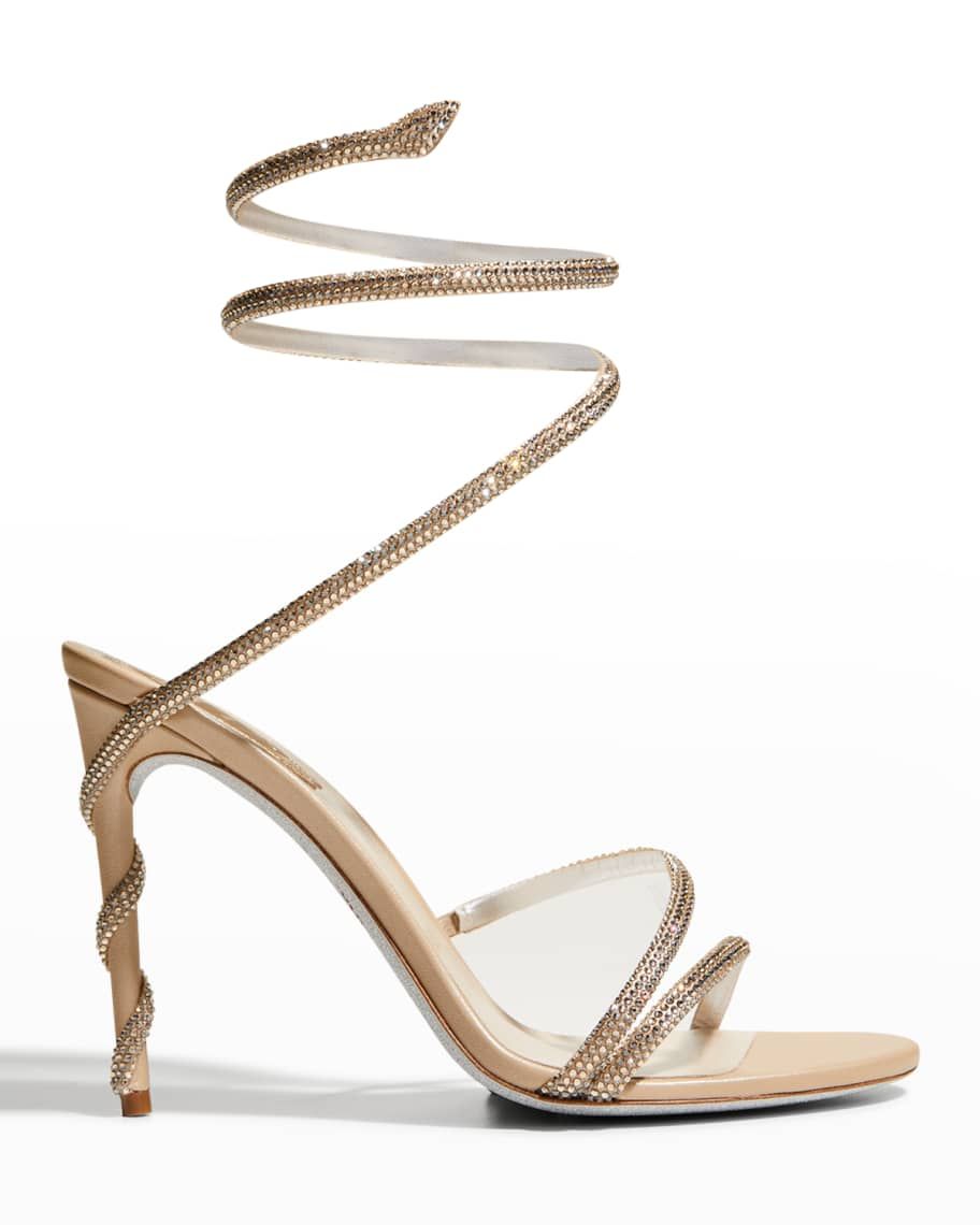 Rene Caovilla Snake-Wrap Strass Stiletto Sandals | Neiman Marcus