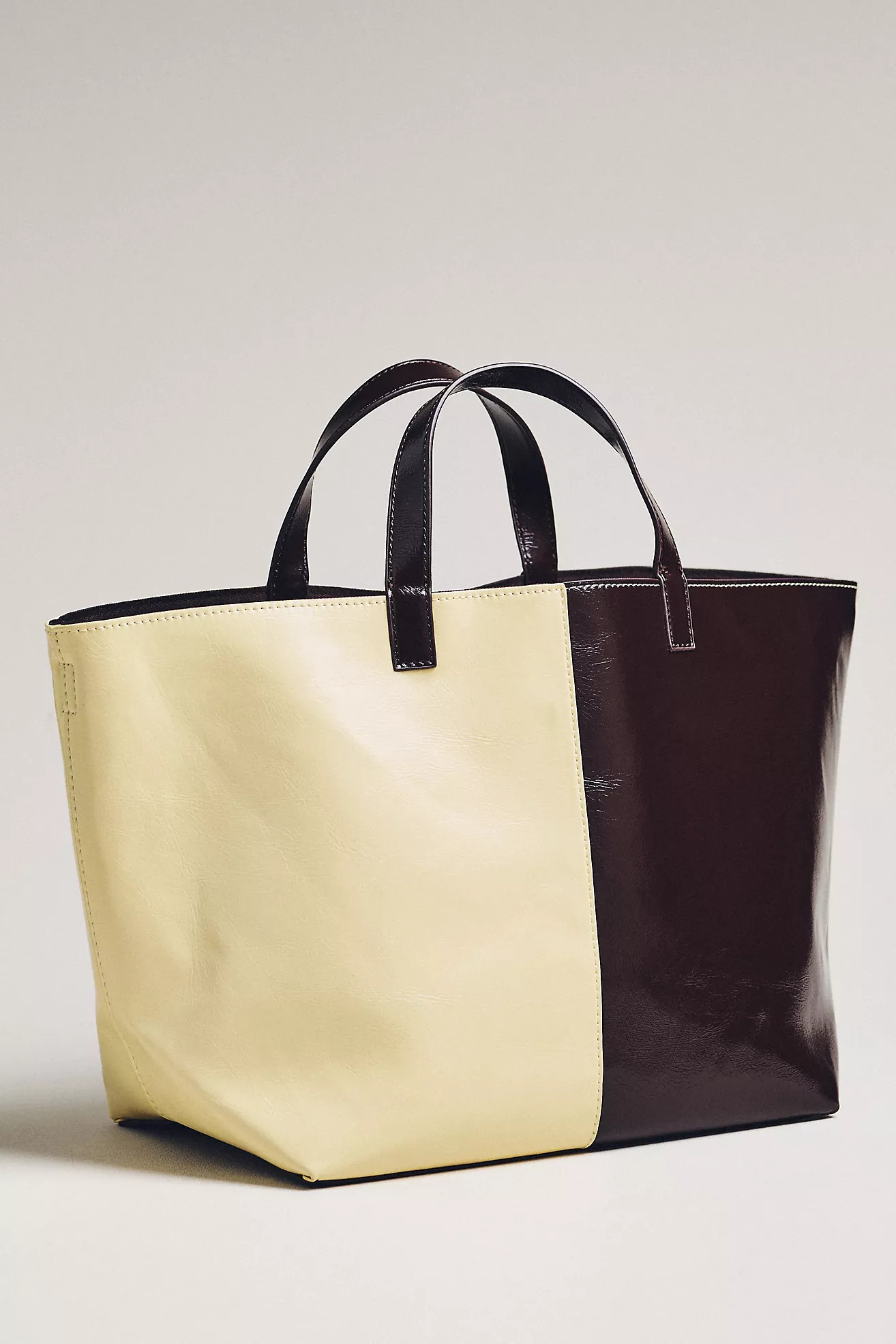 Maeve Two-Toned Waxy Tote | Anthropologie (US)