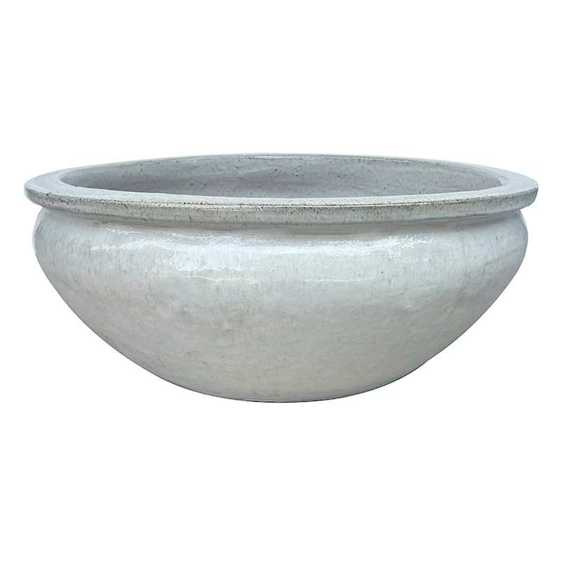 Arcadia White Ceramic Outdoor Bowl Planter, Medium | At Home
