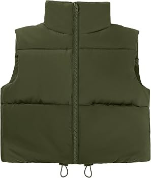 AKEWEI Women's Winter Crop Vest Warm Sleeveless Coat Jacket Lightweight Puffer Gilet Outerwear wi... | Amazon (US)
