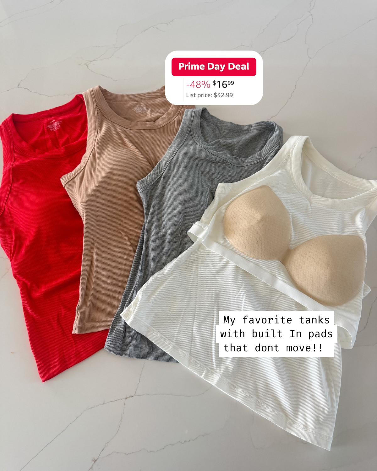 These CHICME tanks with built-in pads actually stay put — no shifting, no extra bra needed! They come in the prettiest colors and are SO comfortable. On a major Prime Day deal — 48% off, just $16.99! 

 #primedaydeal #amazonprimeday #summersale #dealalert #primedayfashion #LTKSeasonal #LTKSaleAlert #LTKMidsize