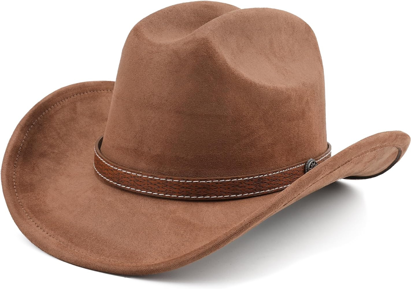 Western Cowboy Hat for Women Men Small Short Wide Brim Beach Cowgirls Cattleman Cowboys Hats | Amazon (US)