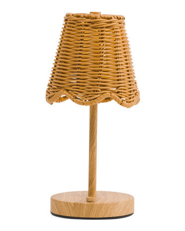 12in Vine Woven Wood Base Rechargeable Tabletop Lamp | Marshalls