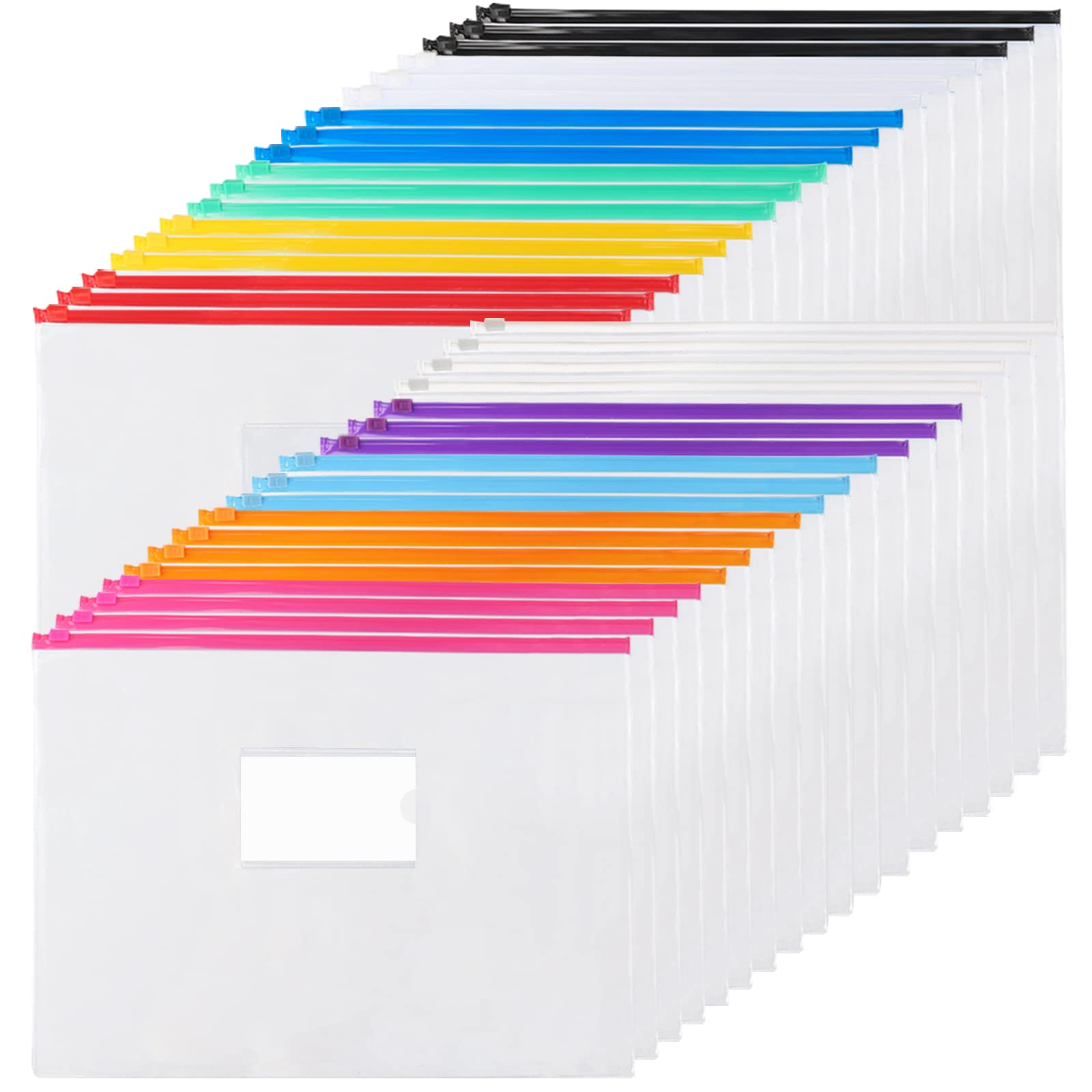 EOOUT 36pcs Plastic Envelopes Poly Zip Envelope Clear Zipper Pouches File Folders, A4, Letter Siz... | Amazon (US)