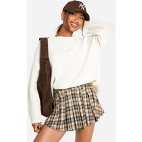 Womens Check Pleat Mini Skirt - Beige - 12 | NastyGal UK
