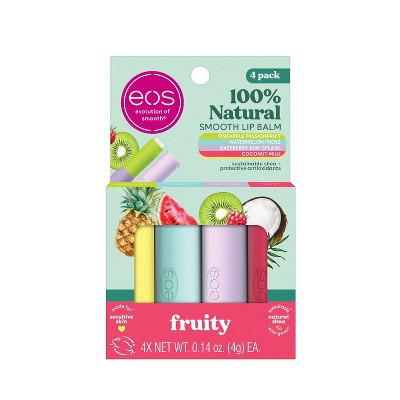 eos 100% Natural Shea Lip Balm Variety Pack - Fruity - 0.56oz/4pk | Target
