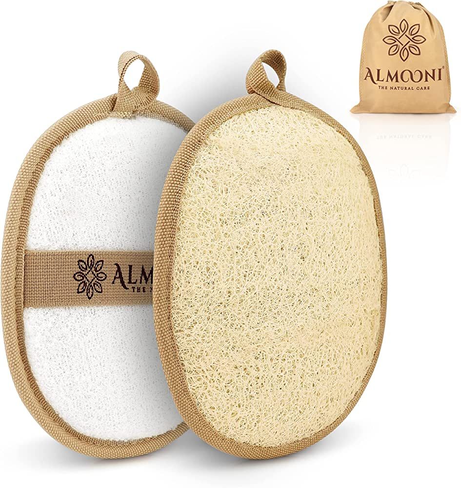 Almooni Premium Exfoliating Loofah Pad Body Scrubber, Made with Natural Egyptian Shower loofa Spo... | Amazon (US)