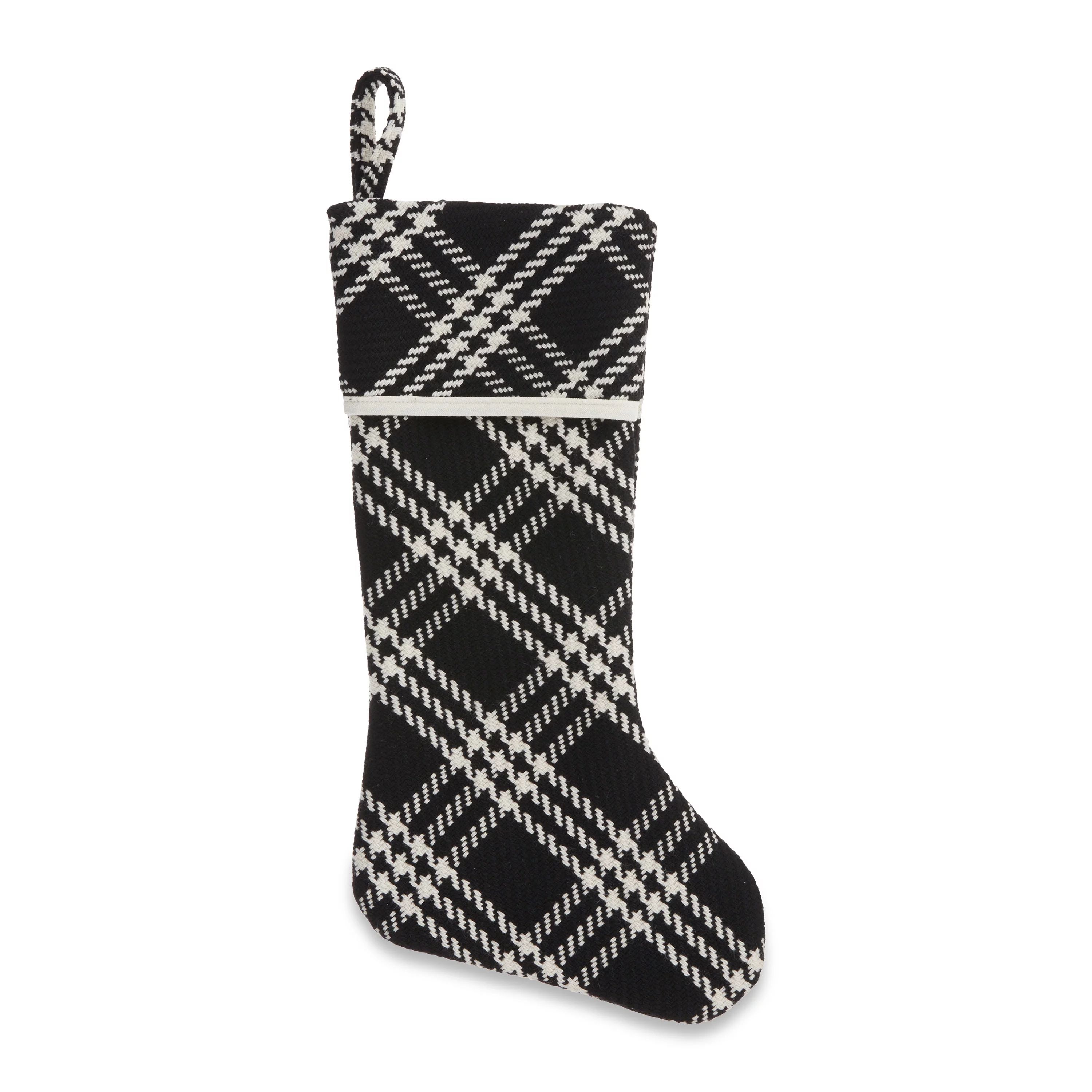 Black and White Plaid Stocking, 20", by Holiday Time | Walmart (US)