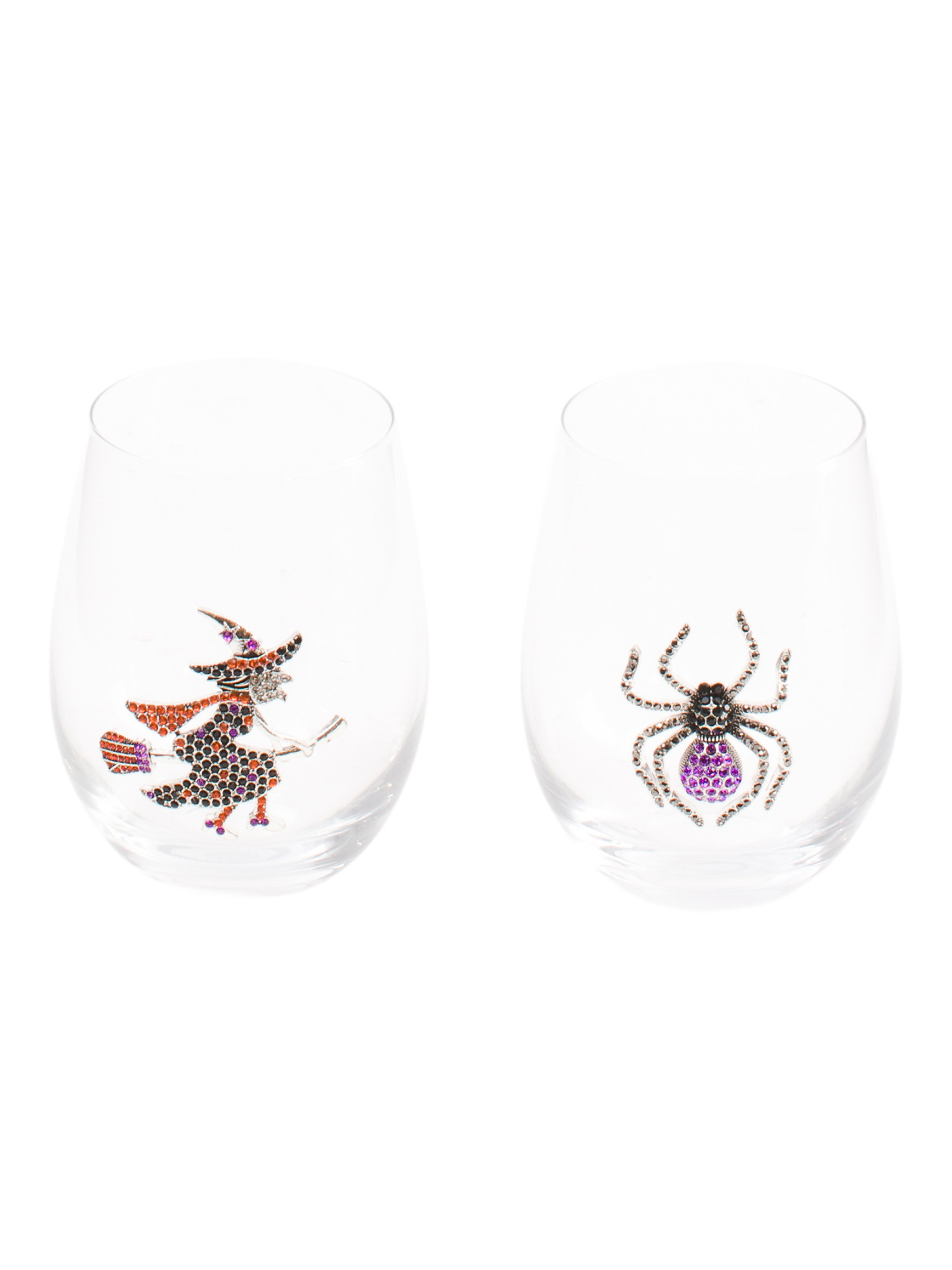 Set Of 2 Witch Spider Stemless Wine Glasses | Halloween | Marshalls | Marshalls